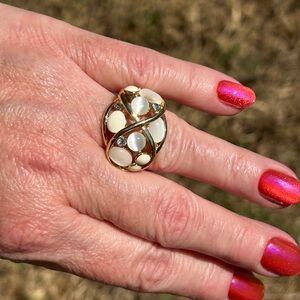 Camille Lucie Gold & Cream Cats Eye Statement Ring